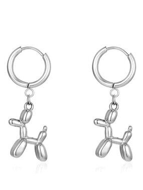 Earrings Balloon Dog Puppy Whimsical Dangle Clown Circus Fun Poodle Trendy Cute